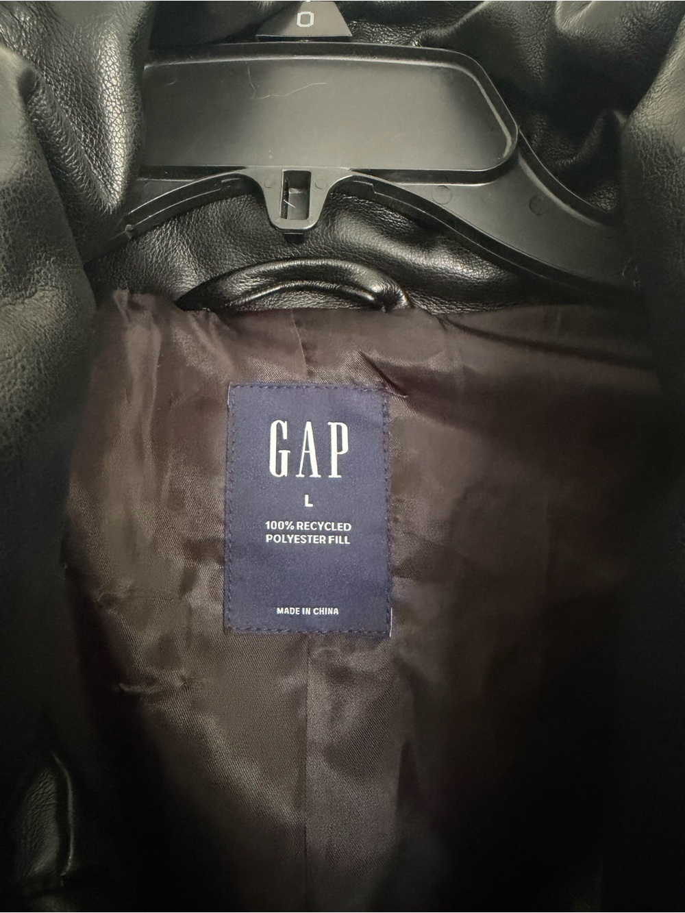 GAP Black Faux-Leather Puffer Jacket - Picture 4 of 7